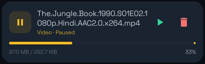 Paused download at 33 percent