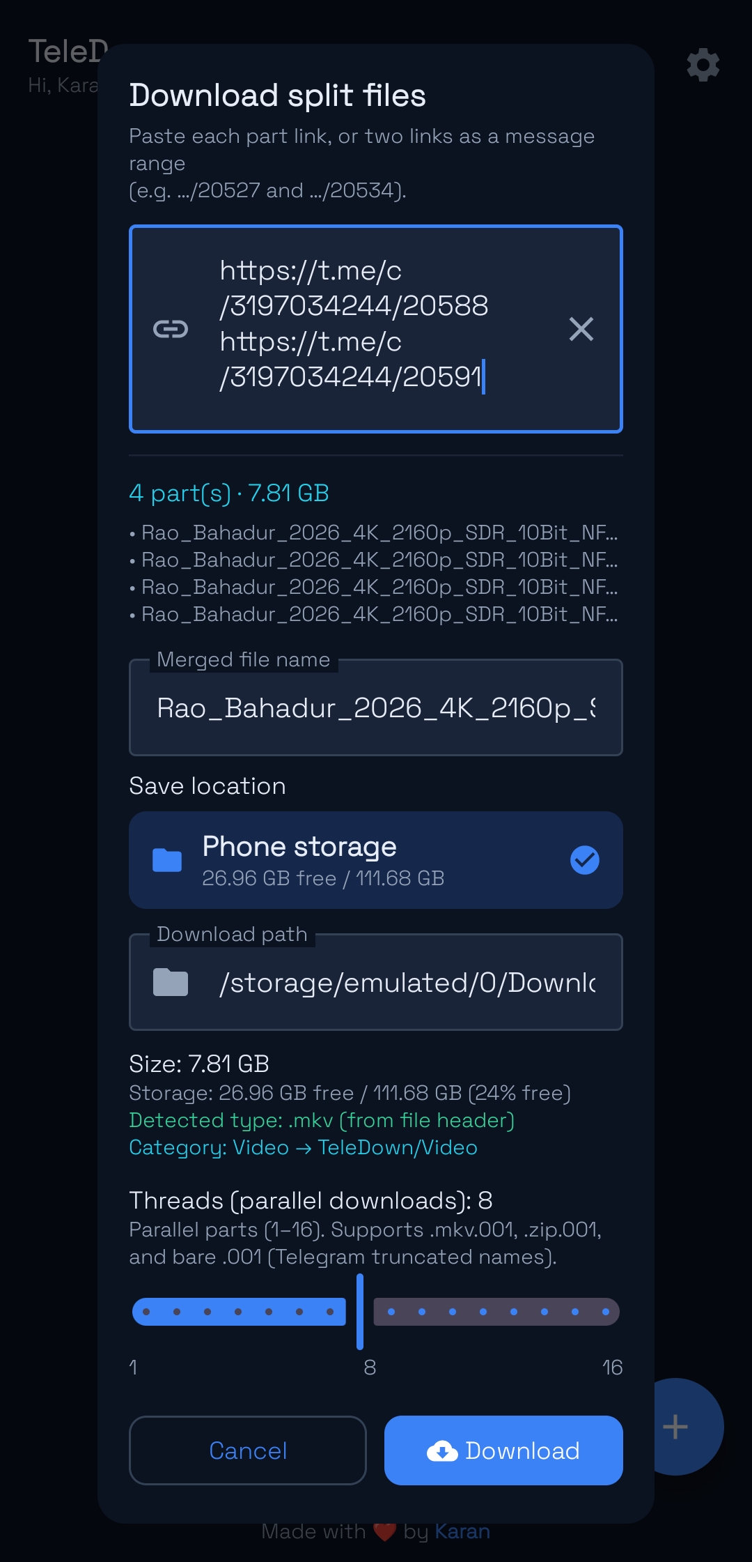 Split files mode